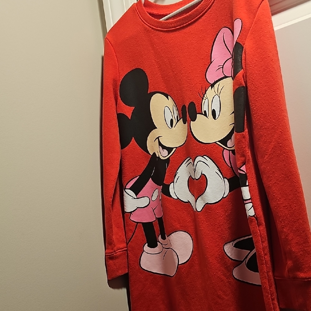 Disney Red Long Sleeve Shirt with Mickey and Minnie